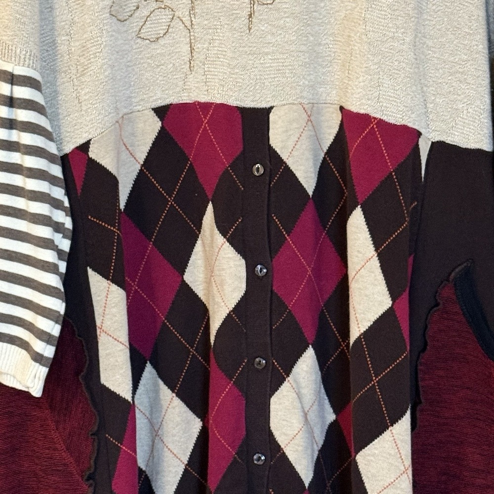 Alfred Dunner Womens XL Sweater Dress Cottagecore Preppy Boho Argyle Stripes - Picture 3 of 10